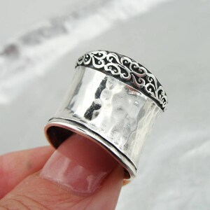 Unique Filigree Wirework Wide Band Sterling Silver Ring - Handcrafted, Sizes 5-13, Approx. 16mm Width - View #3