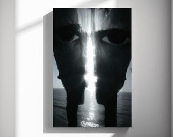 Bright Divide, surrealism wall art print, abstract portrait poster, conceptual artwork, gallery wall decor 596