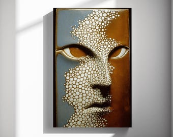 Profile Mask Art, Ceramic tile print, Minimalist poster, Sculptural canvas, Gallery wall decor, Housewarming gift 548