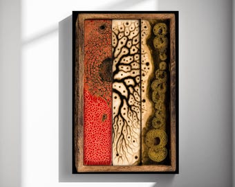 Specimen box art print, abstract triptych poster, organic pattern illustration, gallery wall decor 489