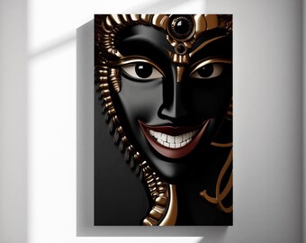 Mythic smile mask print, Surreal portrait poster, Statement wall art, Office study decor 468