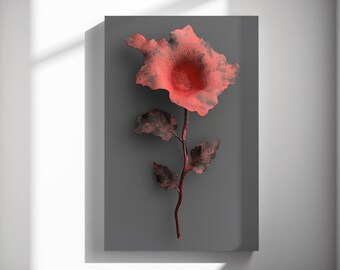 Modern botanical print, Sculptural flower poster, Minimal gallery wall, Office study decor 470