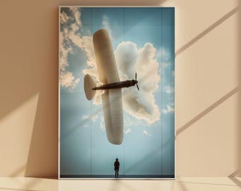 Contemporary wall art, Vast Pause, unique gift, stylized figurative style, wall decor, serene scene poster, fine art canvas 374