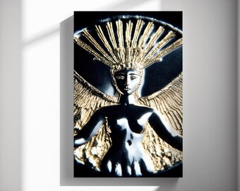 Sun Crown Goddess, Mythology art print, Symbolism poster, Art Deco canvas, Contemporary gallery decor 584