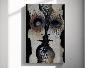 Facing Profiles Print, Contemporary abstract art, Minimal surreal poster, Office gallery wall 587