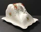 Antique Transferware Cheese Plate and Dome, Cheese Dome, Serving, Cheese Wedge Platter, Victorian Circa 1900, English Antiques, Pottery
