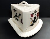 Large Antique Transferware Cheese Plate Dome, Cheese Dome, Serving, Cheese Wedge Platter, Victorian Circa 1900, English Antiques, Pottery