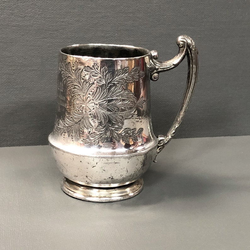 Antique Cup Christening Mug EPNS Cup Hand Engraved Etsy