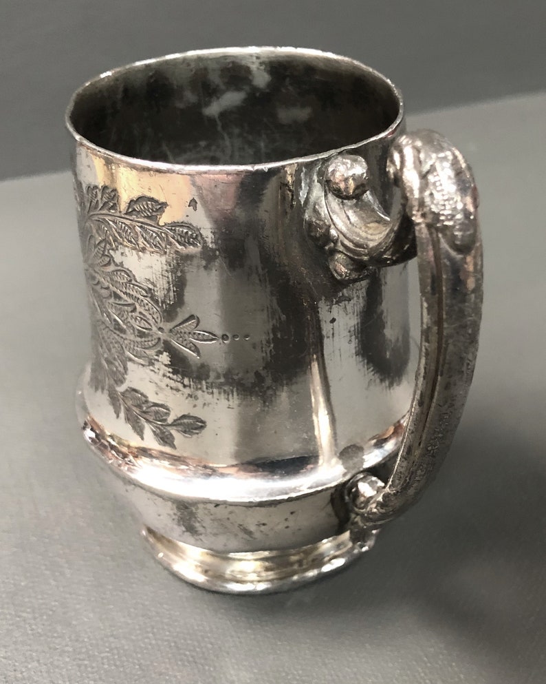Antique Cup Christening Mug EPNS Cup Hand Engraved Etsy