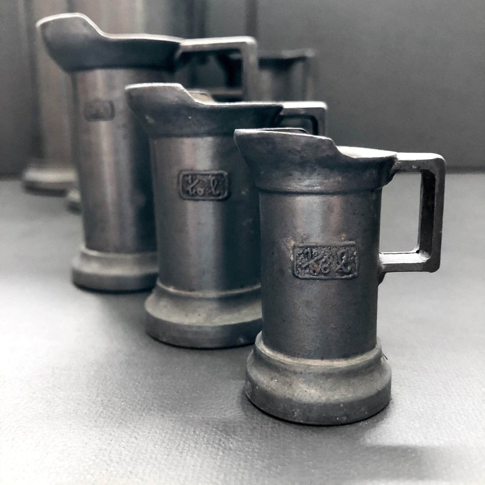 Vintage Pewter Measuring Mugs Peltrato 95 Italian Pewter Etsy