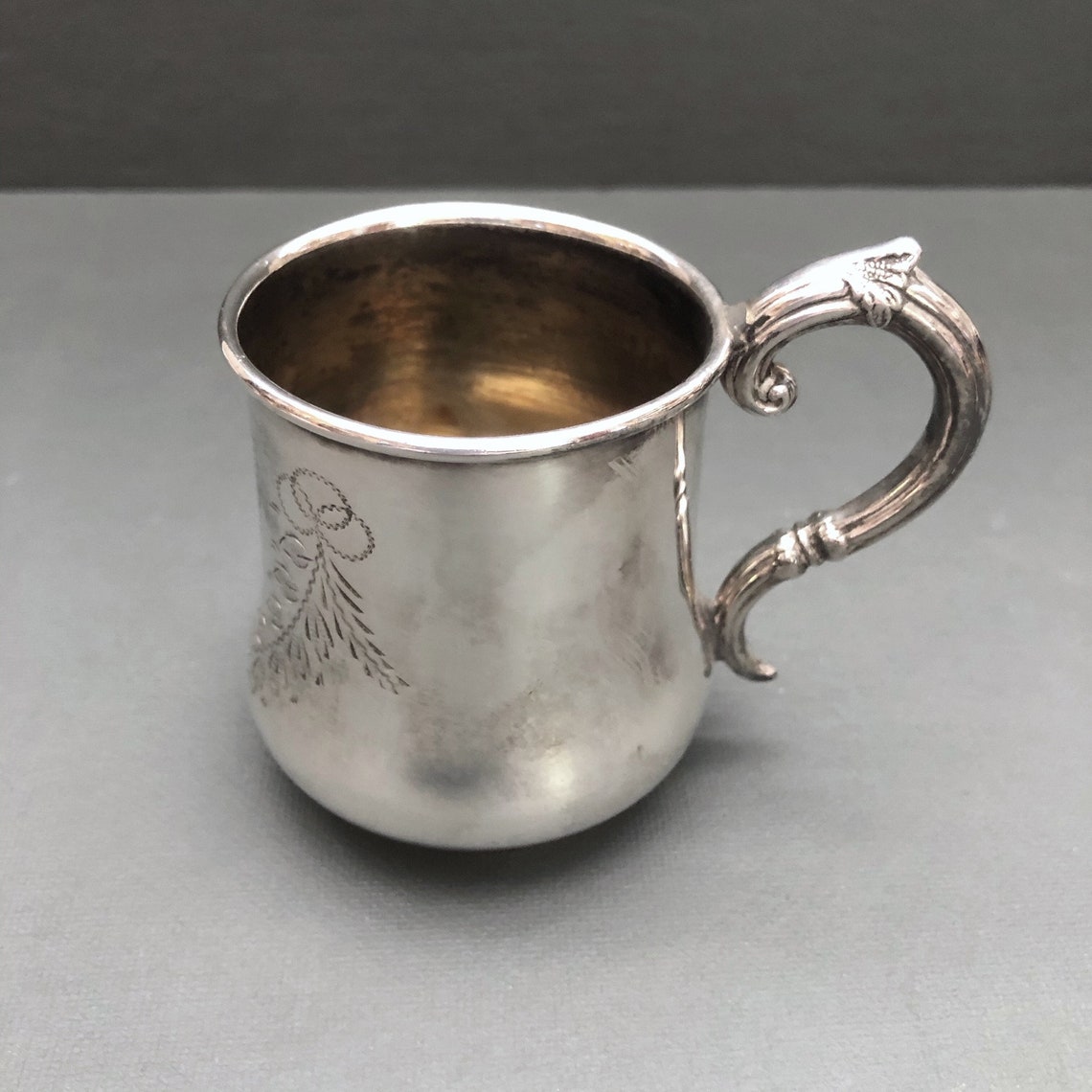 Antique Cup Christening Mug EPNS Cup Hand Engraved Etsy