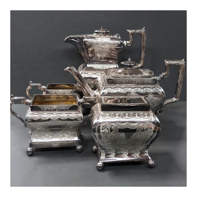 Antique 5 Piece Tea and Coffee Set Teapot Coffee Pot Sugar Etsy