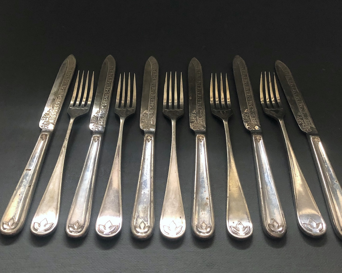 Antique Cake Knives & Forks Dessert Set Fruit Cuttlery Etsy