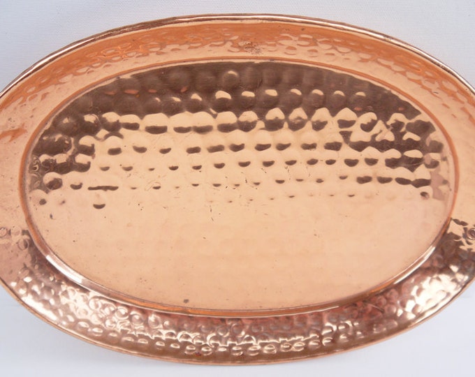 Copper Tray Vintage Hand Hammered Copper and Brass Serving Tray Etsy