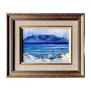 Original framed signed oil on board painting, Seascape impressionist, vintage 20th century, affordable art