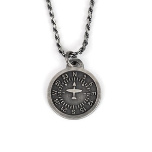 Sterling Silver Airplane Heading Indicator Necklace. Aviation Jewelry