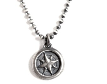 Mens Compass Necklace Engravable, 925 Sterling Silver Compass Necklace Men, Compass Necklace Graduation, Nautical Compass Pendant Necklace