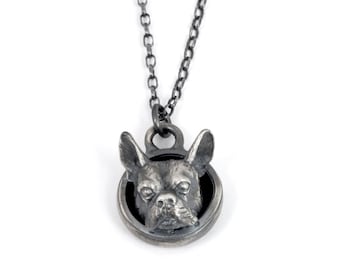 French Bulldog Necklace, Sterling Silver Bulldog Pendant Necklace, Bulldog Gifts for Men, Bulldog Jewelry, Dog Dad Gift for Fathers Day