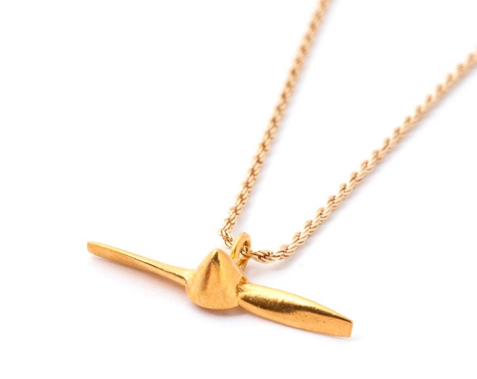 14K Gold Airplane Necklace for Women, Airplane Jewelry Women, Propeller