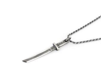 Sterling Silver Samurai Sword Necklace: Unisex Japanese Pendant Christmas gifts