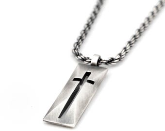 Sterling Silver Cut Out Cross Pendant Necklace: Modern Christian Jewelry