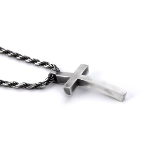 Sterling Silber Kreuz Halskette, gebogenes Kreuz Halskette Silber, christliche Geschenke für Männer, auf Glauben basierendes Geschenk, Valentinstag Geschenke