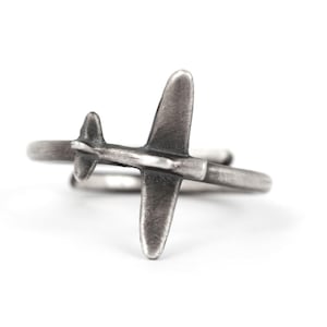 Womens Airplane Ring Sterling Silver, Airplane Ring for Her, Travel Rings, Gifts for Flight Attendants, Silver Airplane Jewelry for Women