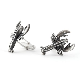 Lobster Cufflinks – Sterling Silver Cufflinks Great for a Beach or Nautical Wedding