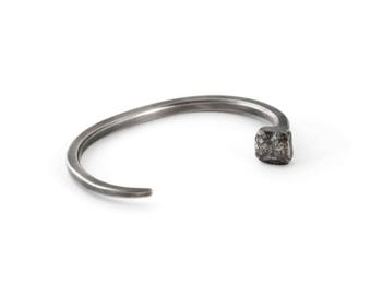 Mens Silver Cuff Bracelet – Handmade Nail Bracelet in Solid Sterling Silver