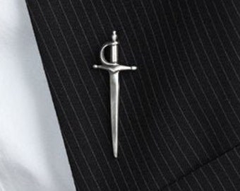 fathers day gift, Sword Pin in Sterling Silver – Men’s Lapel Pin