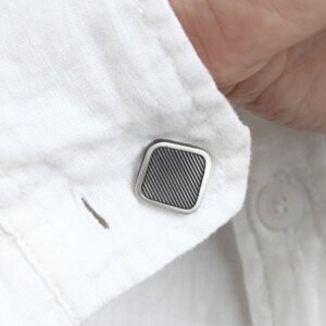 Square Silver Cufflinks, Sterling Silver Cufflinks, Striped Square Cufflinks, Best Dad Gifts,Christmas Gift