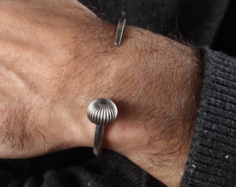 Mens Silver Cuff Bracelet, Open Cuff Bracelet for Men in Sterling Silver