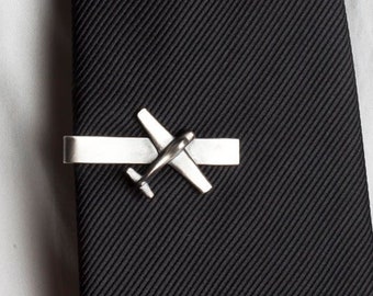 Personalized Sterling Silver Tie Clip Airplane, Silver Tie Bar, Airplane Tie Bar, Plane Tie Clip, Christmas Aviation Gifts for Him