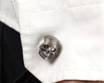 fathers day gift, Sterling Silver Skull Cufflinks, Handmade Cufflinks, Steampunk Skull Jewelry, Skull Gifts, Rustic Cufflinks