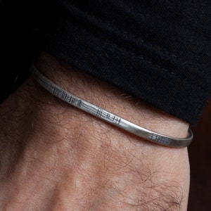 Mens Bracelet Silver Cuff Bracelet Gift for Men,  Boy Friend Silver Bracelet