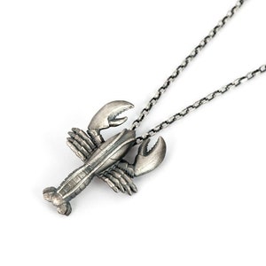 Hes Her Lobster Necklace, Sterling Silver Lobster Pendant Necklace, Lobster Necklace, Fisherman Gift, Fisherman Necklace, Gift for Boyfriend