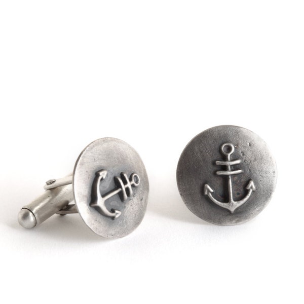 Anchor Father's Day Gift Cuff links, Nautical Cufflinks, Silver Anchor Cuff links, Men's Gift, Sterling Silver Anchor, Navy Anchor