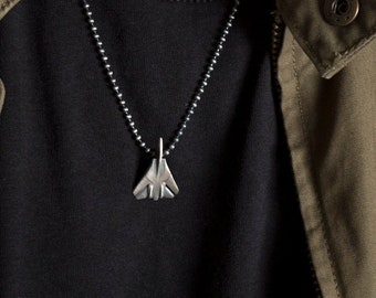 Gift Pilot Boyfriend, Fighter Jet Necklace, F14 Tomcat Pendant Necklace Sterling Silver, F-14 Air Force Gifts, Military Airforce Necklace.