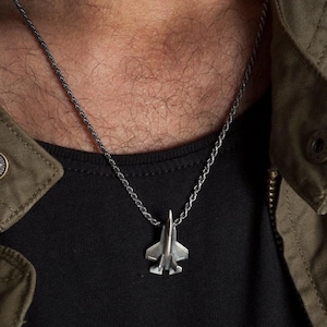 Kampfjet Anhänger Halskette F35 Geschenke, F-35 Geschenk, F-35 Blitz Jet Halskette Sterling Silber, Coole Herren Geschenk Halskette, Kampfpilot Geschenk