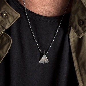 Gift Pilot Boyfriend, Fighter Jet Necklace, F14 Tomcat Pendant Necklace Sterling Silver, F-14 Air Force Gifts, Military Airforce Necklace.