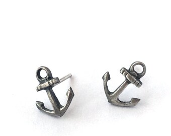 Anchor Stud Earrings in Sterling Silver – Great for Nautical Wedding, Best Dad Gift, Skipper Gift