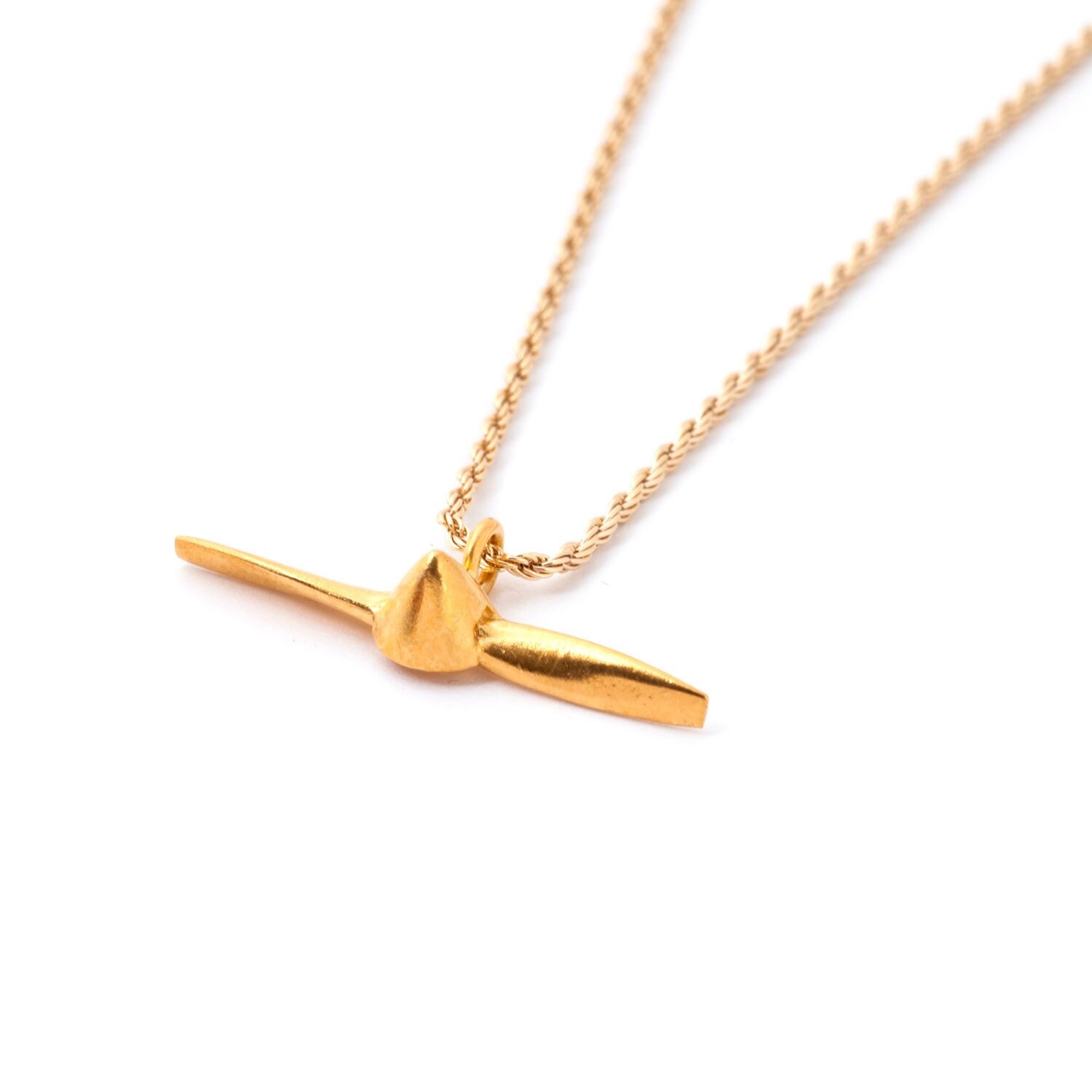 14K Gold Airplane Necklace for Women 