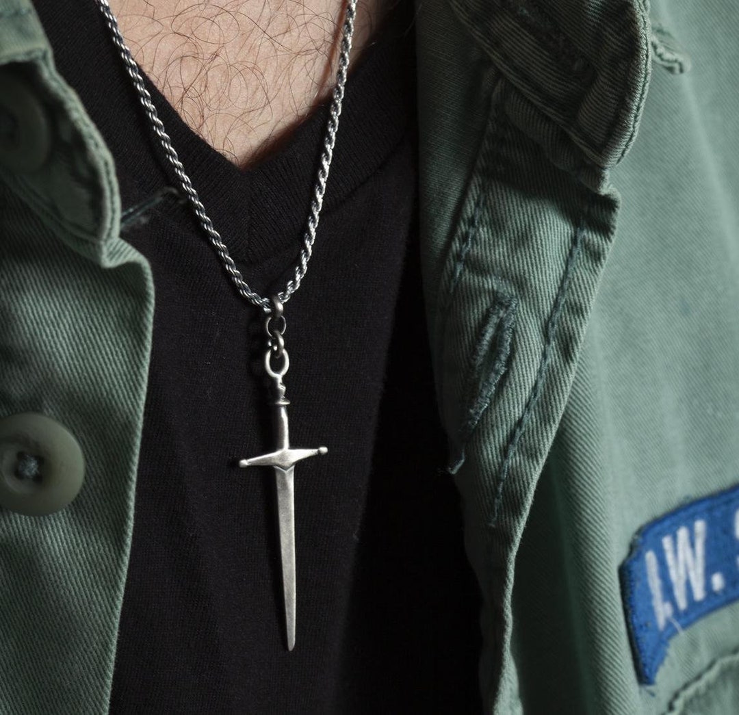 国内で当店のみ CFIERCE - Sword Necklace Sword Necklace for Men, Silver Necklace With Pendant, Men