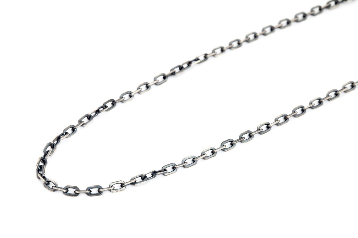 Sterling Silver Mens Chain Link Necklace Mens Paper Clip Etsy