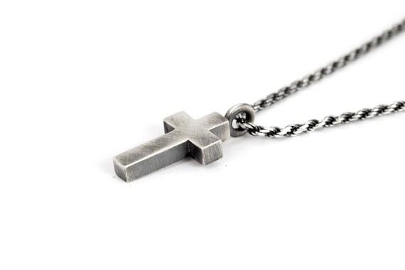 Mens Silver Cross Necklace Custom Mens 