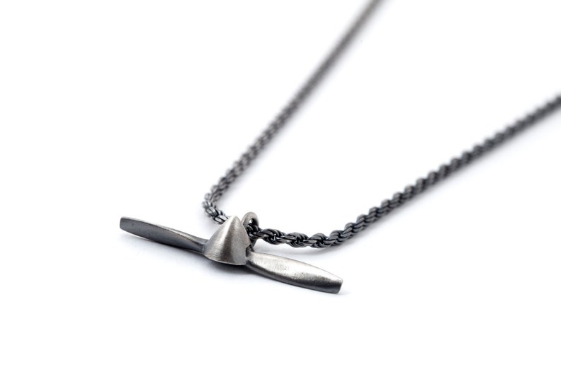 Sterling Silver Propeller Necklace Cool Mens Necklace Silver Etsy