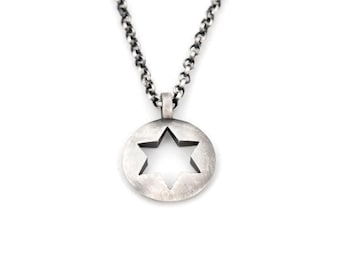 Handmade Sterling Silver Star of David Pendant Necklace, Jewish Gift