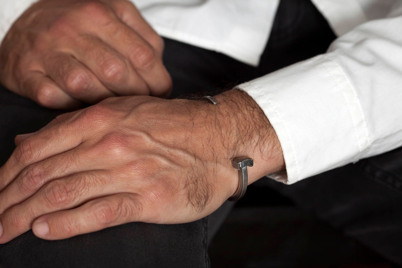 Mens Silver Cuff Bracelet Handmade Nail Bracelet in Solid Etsy Israel