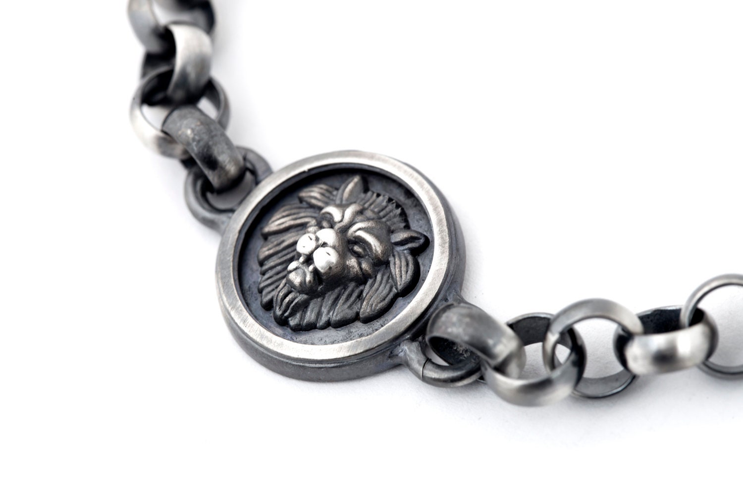 Lion Head Bracelet Men Mens Lion Bracelet Sterling Lion Etsy
