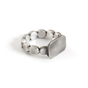 Sterling Silver Signet Ring: Handmade Oxidized Band, Mens Gift